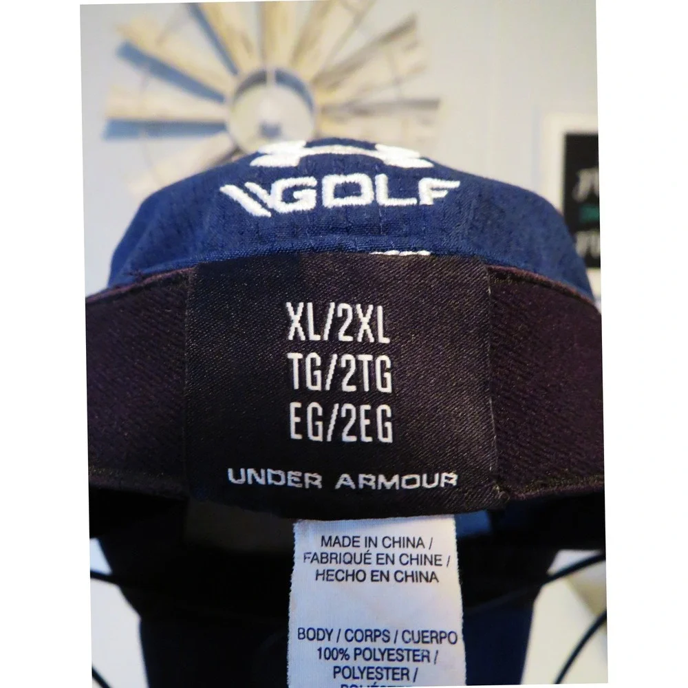 Under Armour Golf Fitted Hat Cap Navy Blue XL/2XL Stretch Fit Embroidered Logo